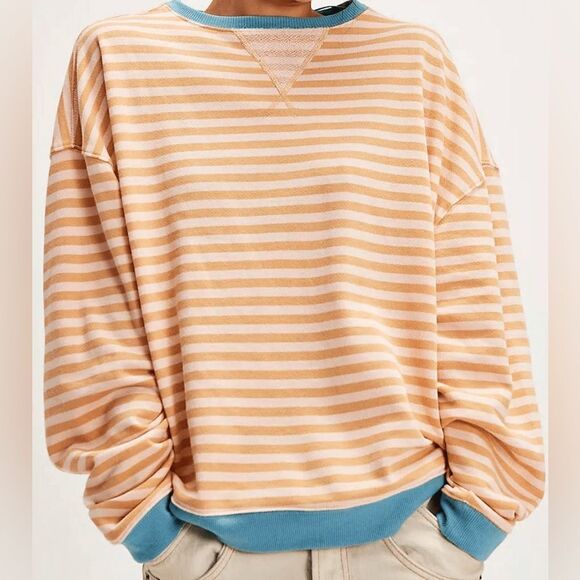Free People Tops - FREE PEOPLE |  WE THE FREE OVERSIZED CREWNECK LATTE COMBO | SZ medium